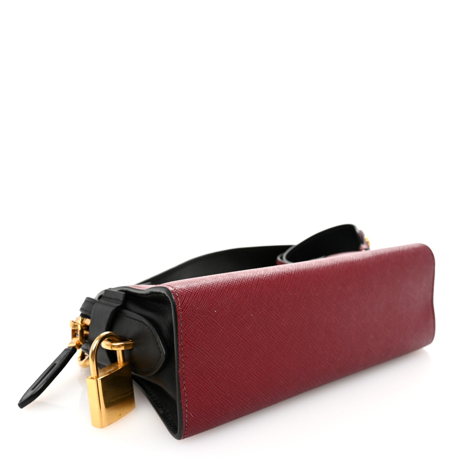 Prada Saffiano Soft Calfskin Bandoliera Bag Fuoco Black 4 of 10