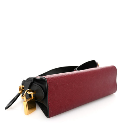 Prada Saffiano Soft Calfskin Bandoliera Bag Fuoco Black 4 of 10