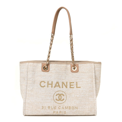 Chanel Lurex Boucle Small Deauville Tote White 1 of 9