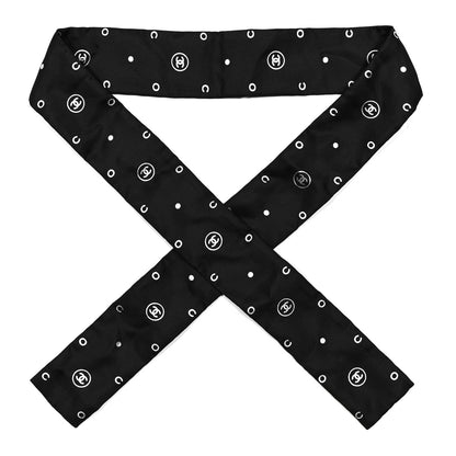 Chanel Silk CC Polka Dot Slim Bandeau Scarf Black Silver 1 of 3