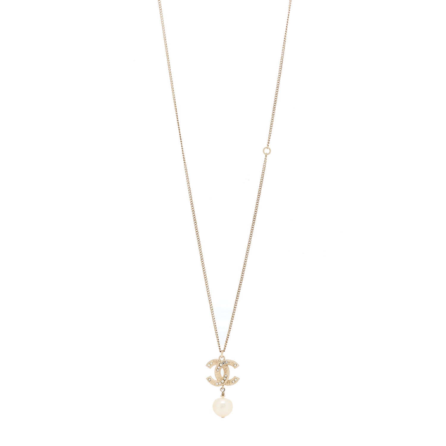 Chanel Pearl CC Drop Necklace Gold 1 of 3