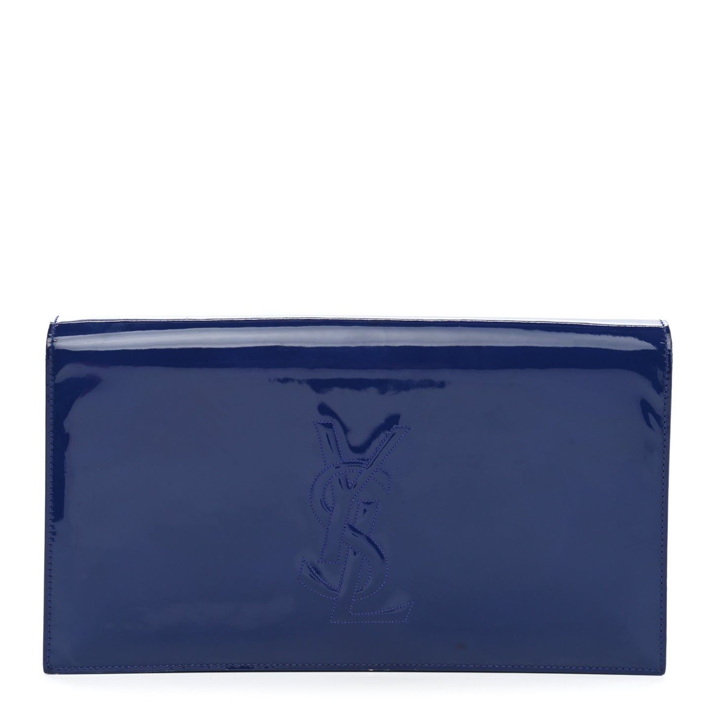 Patent Calfskin Monogram Large Belle De Jour Clutch Royal Blue