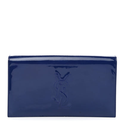 Saint Laurent Patent Calfskin Monogram Large Belle De Jour Clutch Royal Blue 1 of 10