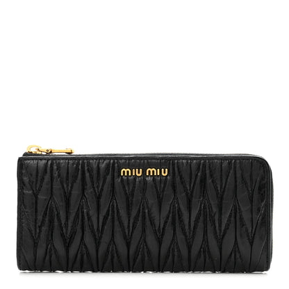 Miu Miu Matelasse Zip Around Wallet Black 1 of 7