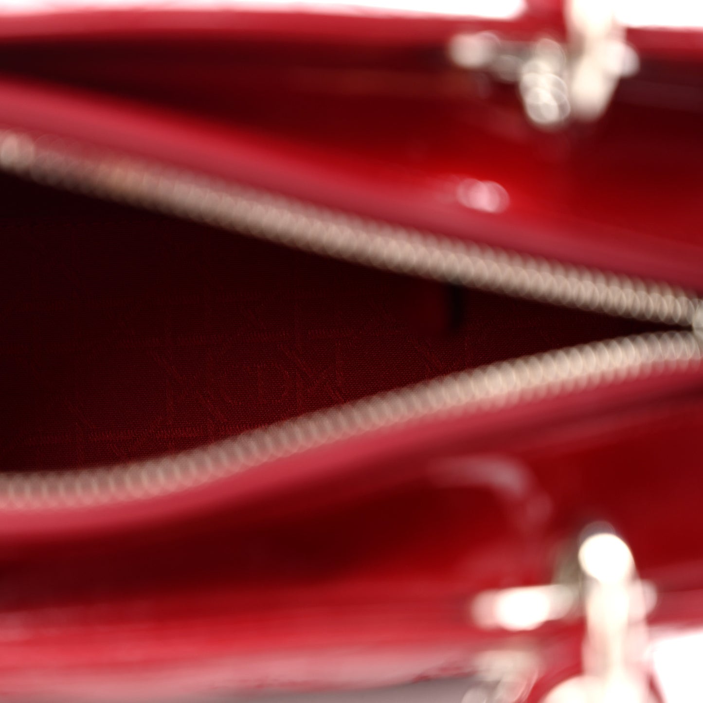 Patent Cannage Medium Lady Dior Red