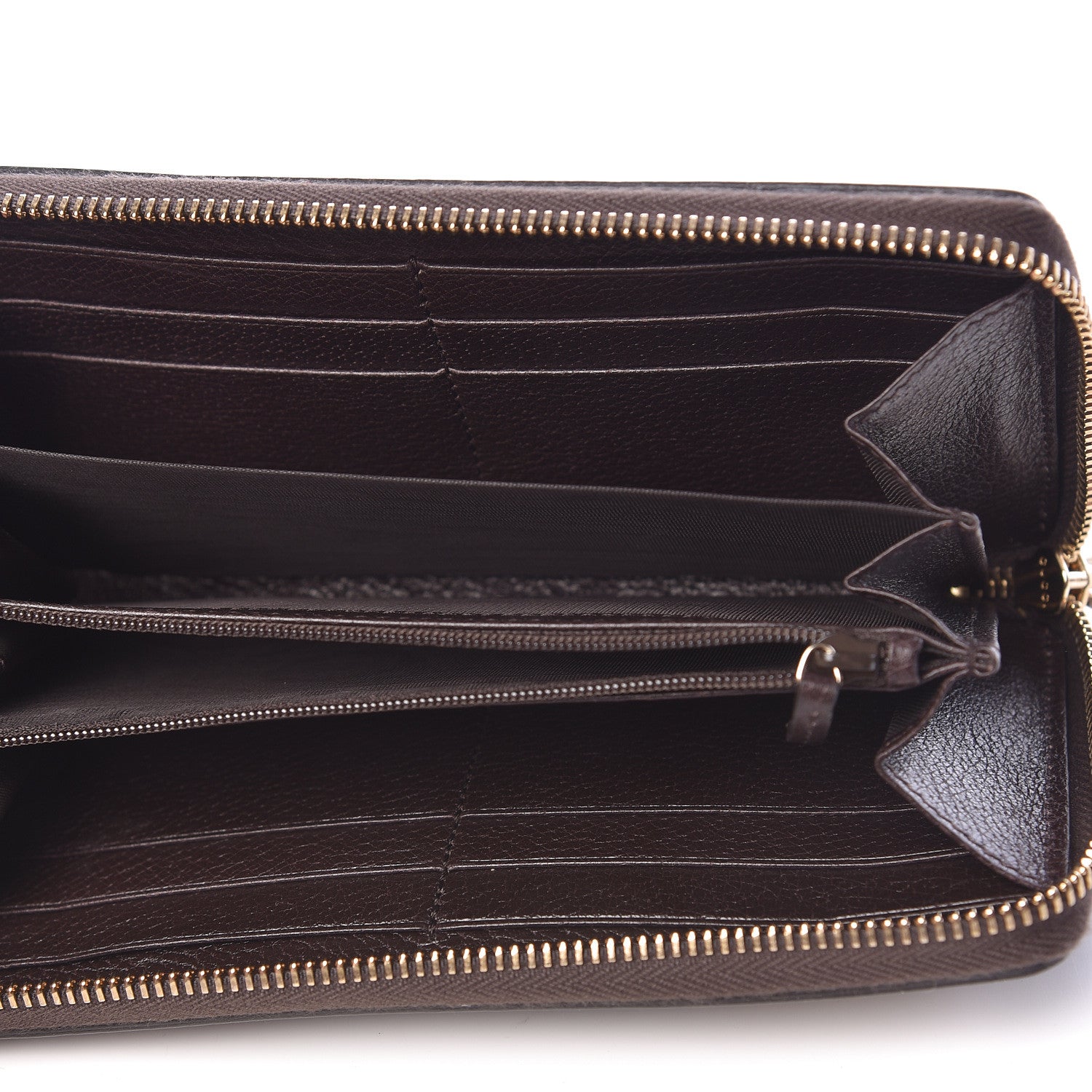 Gucci Monogram Web Rania Bee Star Zip Around Wallet Dark Brown 5 of 7
