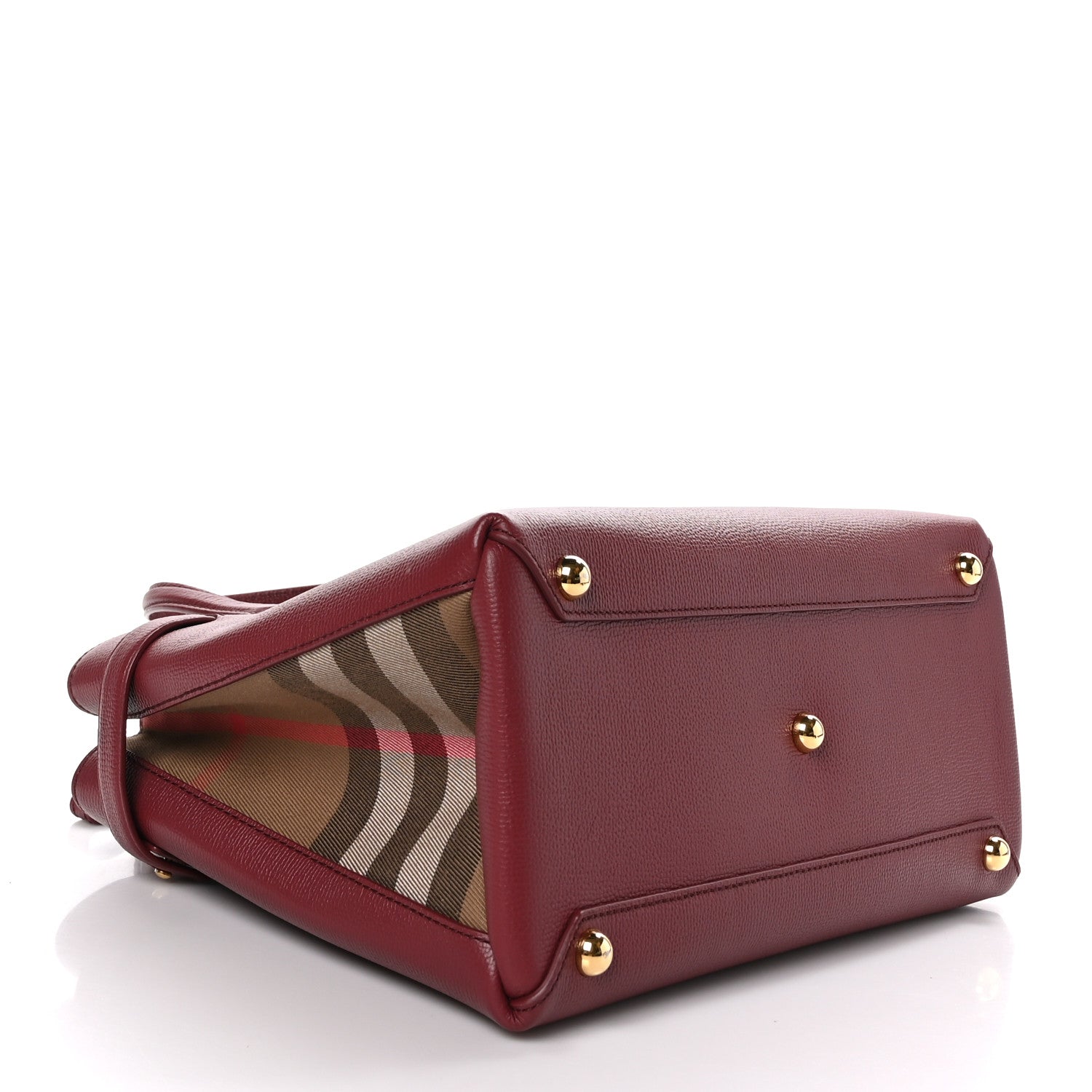 Burberry Grainy Calfskin House Check Medium Banner Tote Mahogany Red 4 of 9