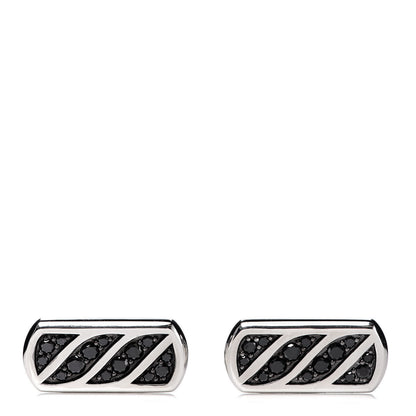 David Yurman Sterling Silver Black Diamond Graphic Cable Cufflinks 1 of 5