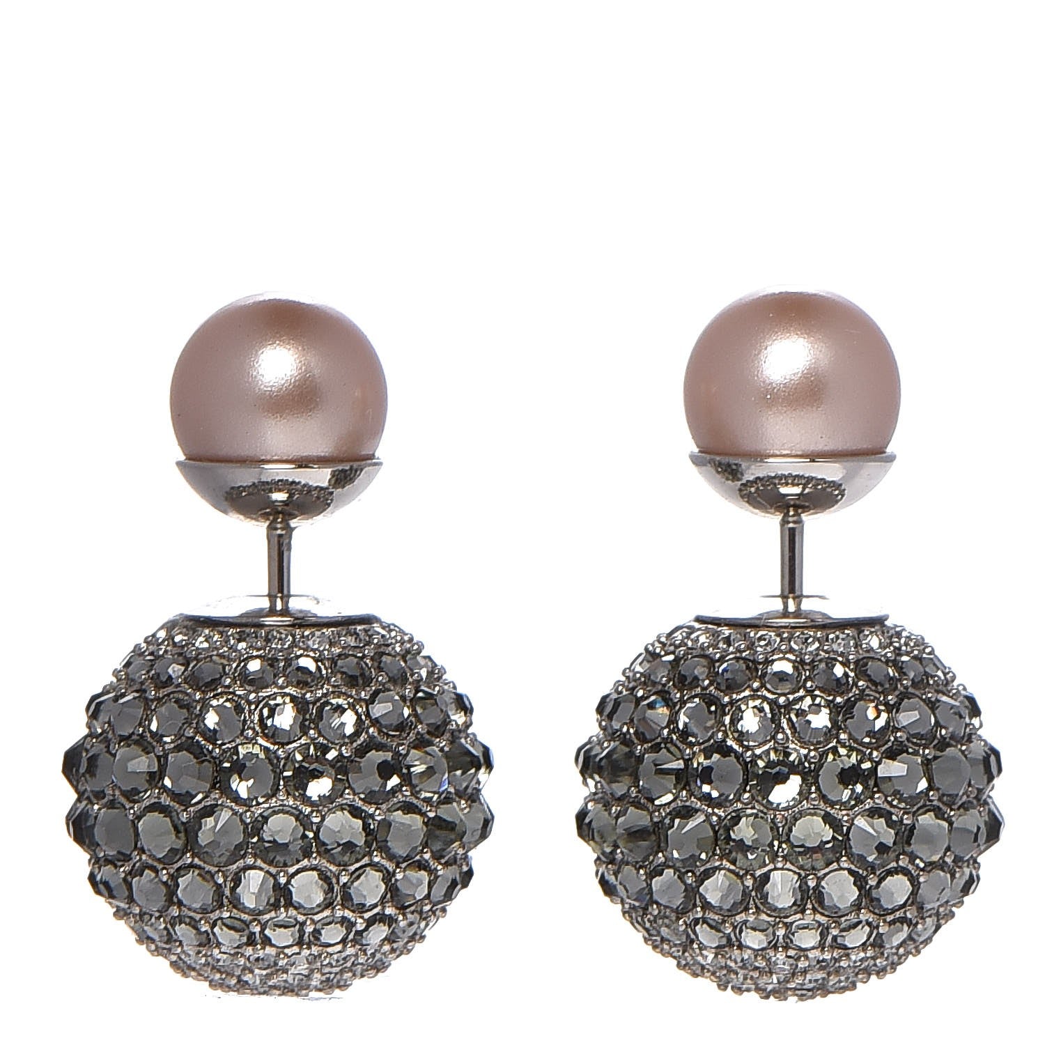Christian Dior Crystal Mise En Dior Tribal Earrings Grey Pink 1 of 5