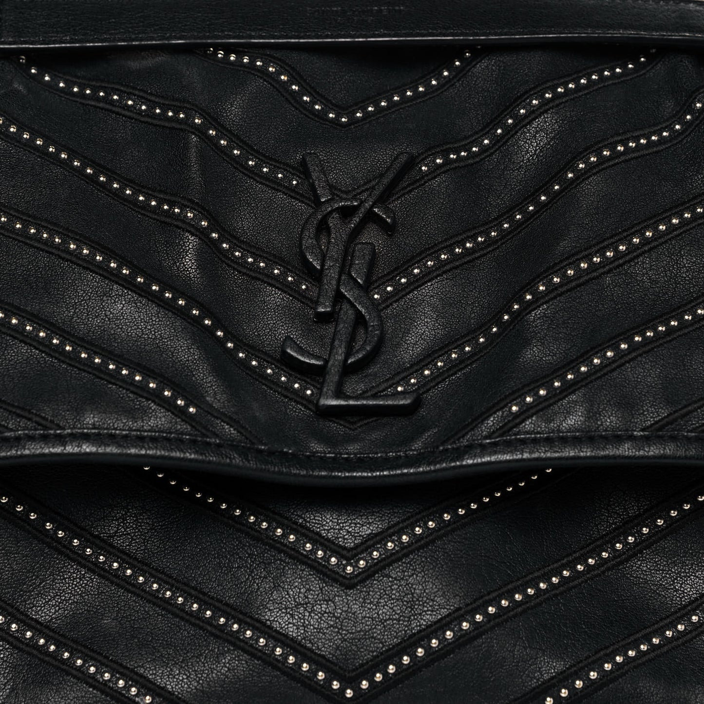 Calfskin Matelasse Monogram Microstud Medium Niki Chain Satchel Black