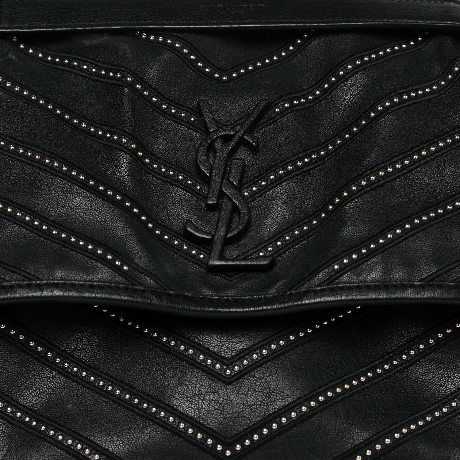 Saint Laurent Calfskin Matelasse Monogram Microstud Medium Niki Chain Satchel Black 7 of 10