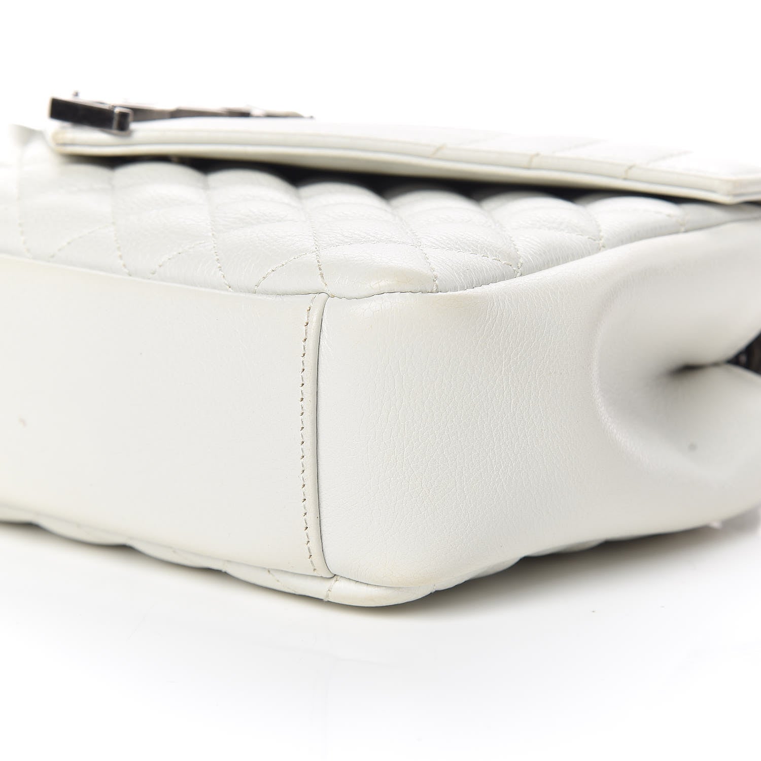 Saint Laurent Sheepskin Tri-Quilt Monogram Medium College Bag Dove White 9 of 14