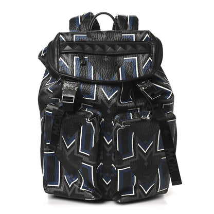 MCM Visetos Chevron Stripe Buckle Backpack Black 1 of 10