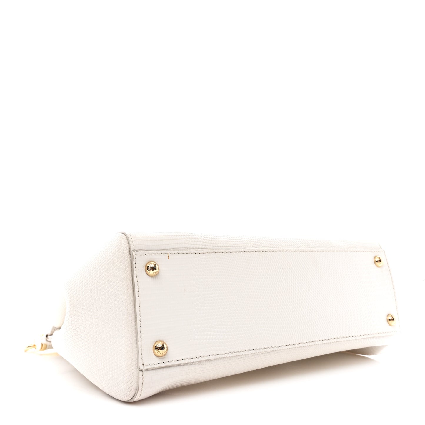 Iguana Calfskin Embossed Medium Miss Sicily Satchel White