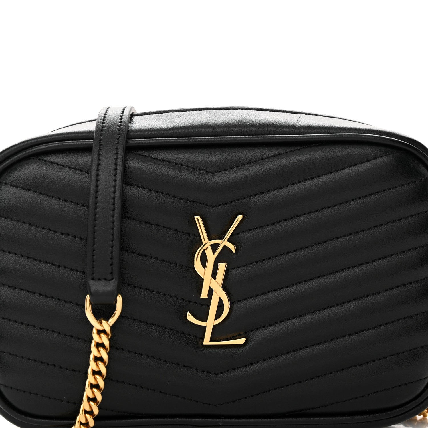 Saint Laurent Calfskin Matelasse Monogram Mini Lou Camera Bag Black 8 of 12