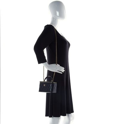 Chanel Lambskin Quilted Small Top Handle Vanity Case With Chain Black 2 of 13
