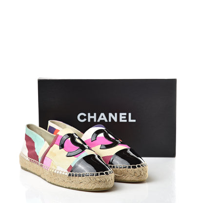 Chanel Patent Fabric Striped CC Espadrilles 39 Multicolor Black 13 of 13