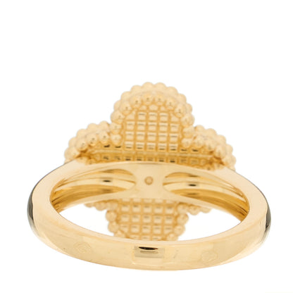 Van Cleef & Arpels 18K Yellow Gold Guilloche Vintage Alhambra Ring 52 6 3 of 4