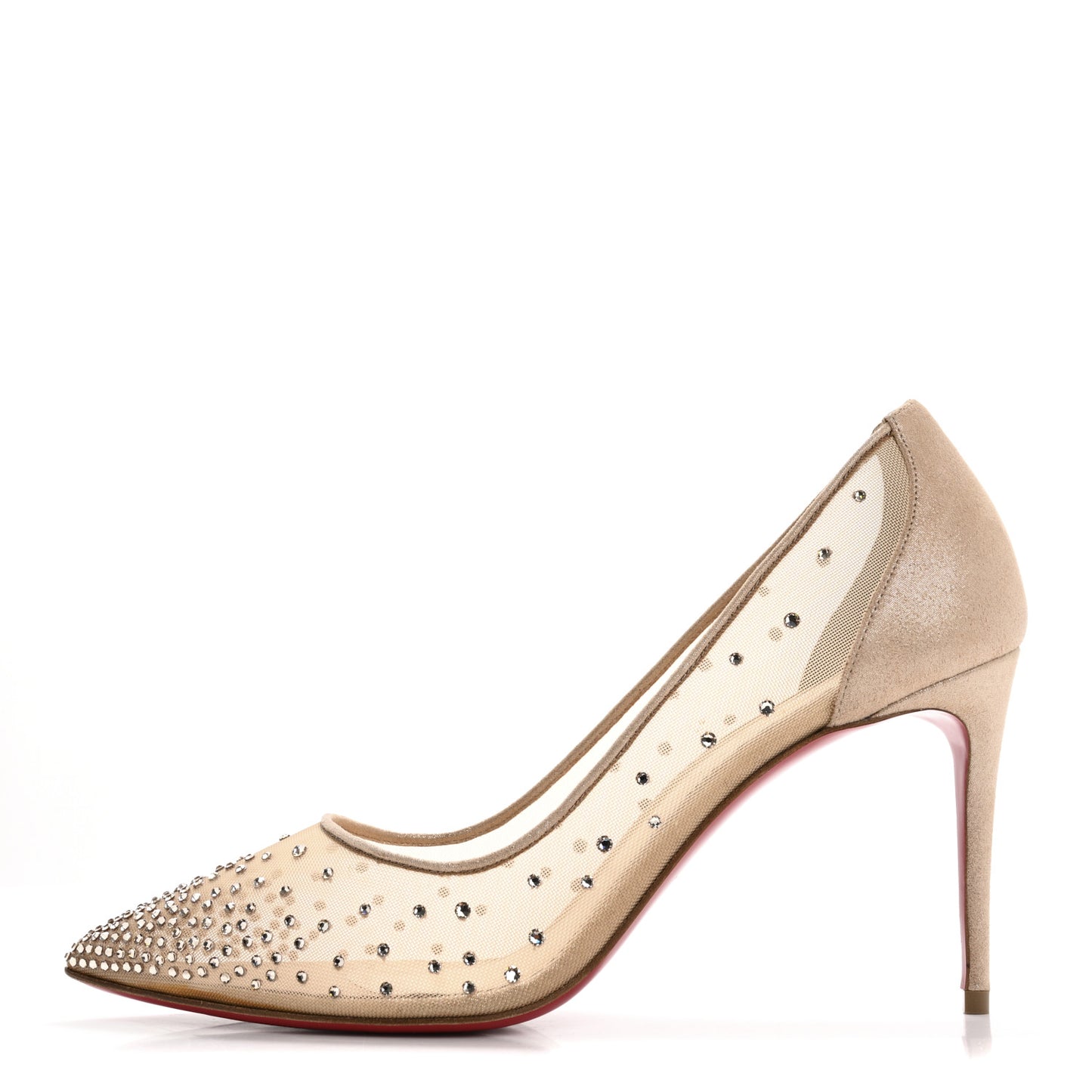 Suede Lame Crystal Strass Follies 85 Pumps 40 Light Silk