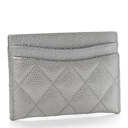 Chanel Metallic Caviar Quilted Card Holder Silver 3 of 9