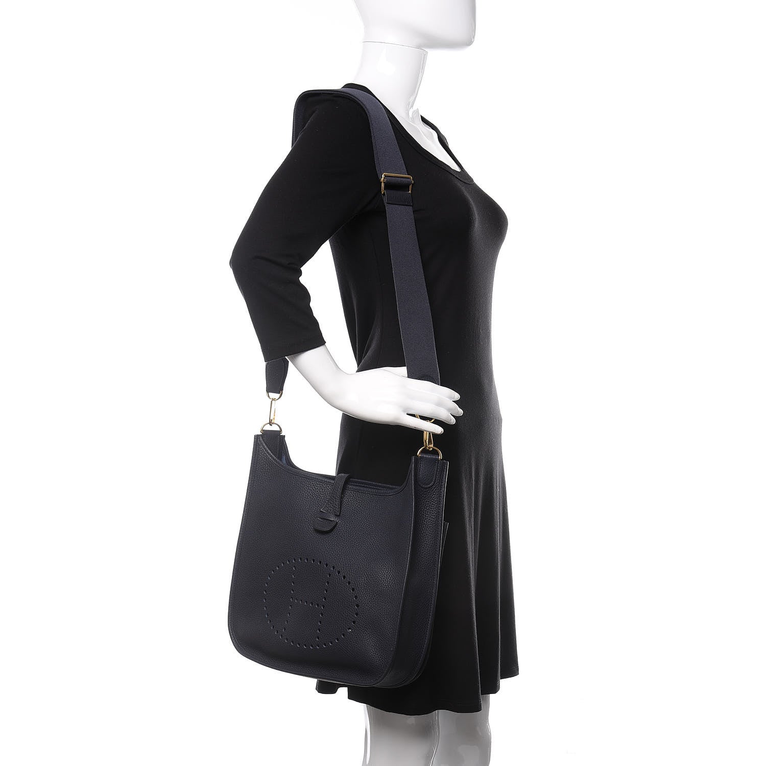Hermes Taurillon Clemence Evelyne III PM Bleu Nuit 2 of 10