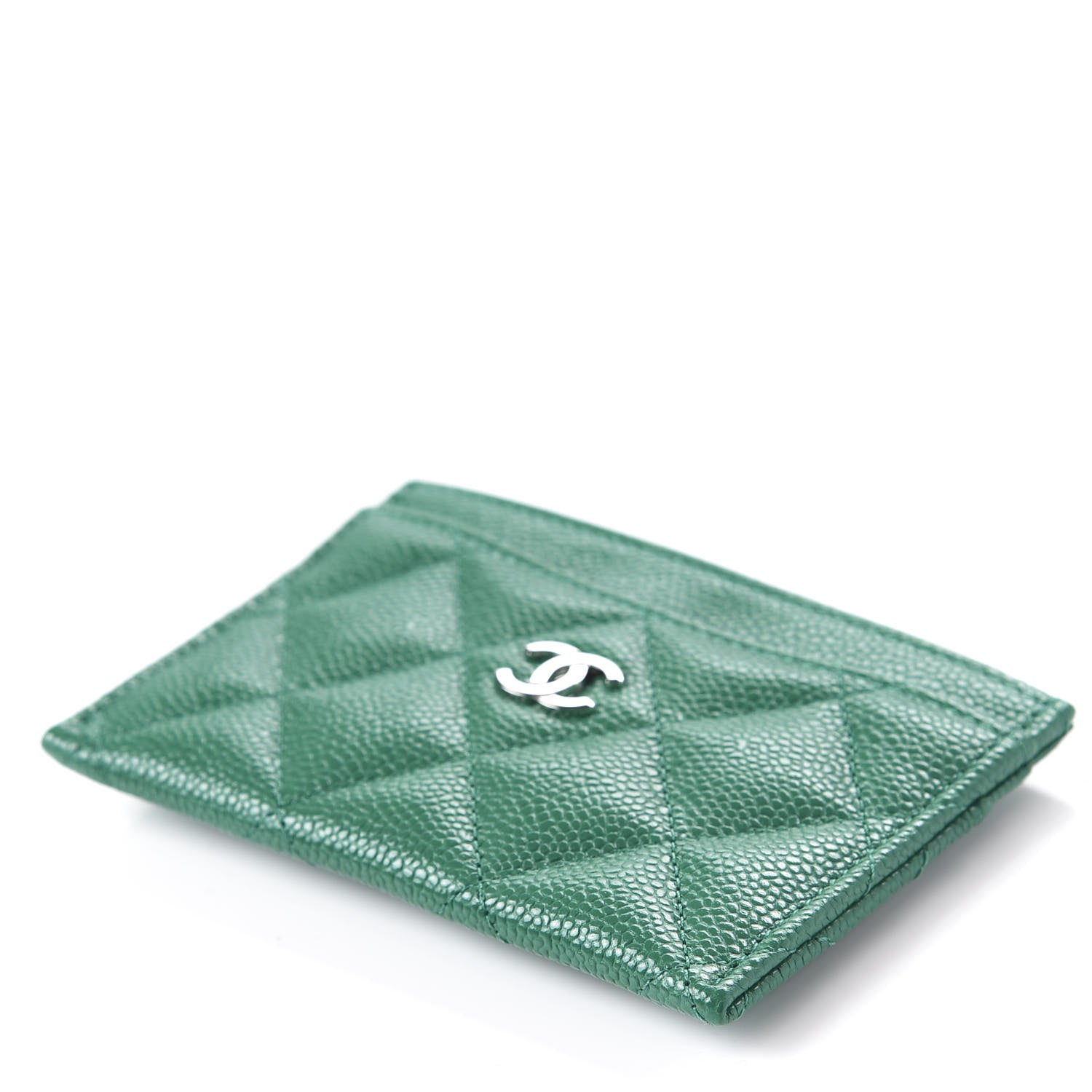 Chanel Caviar Quilted Card Holder Green 5 of 10