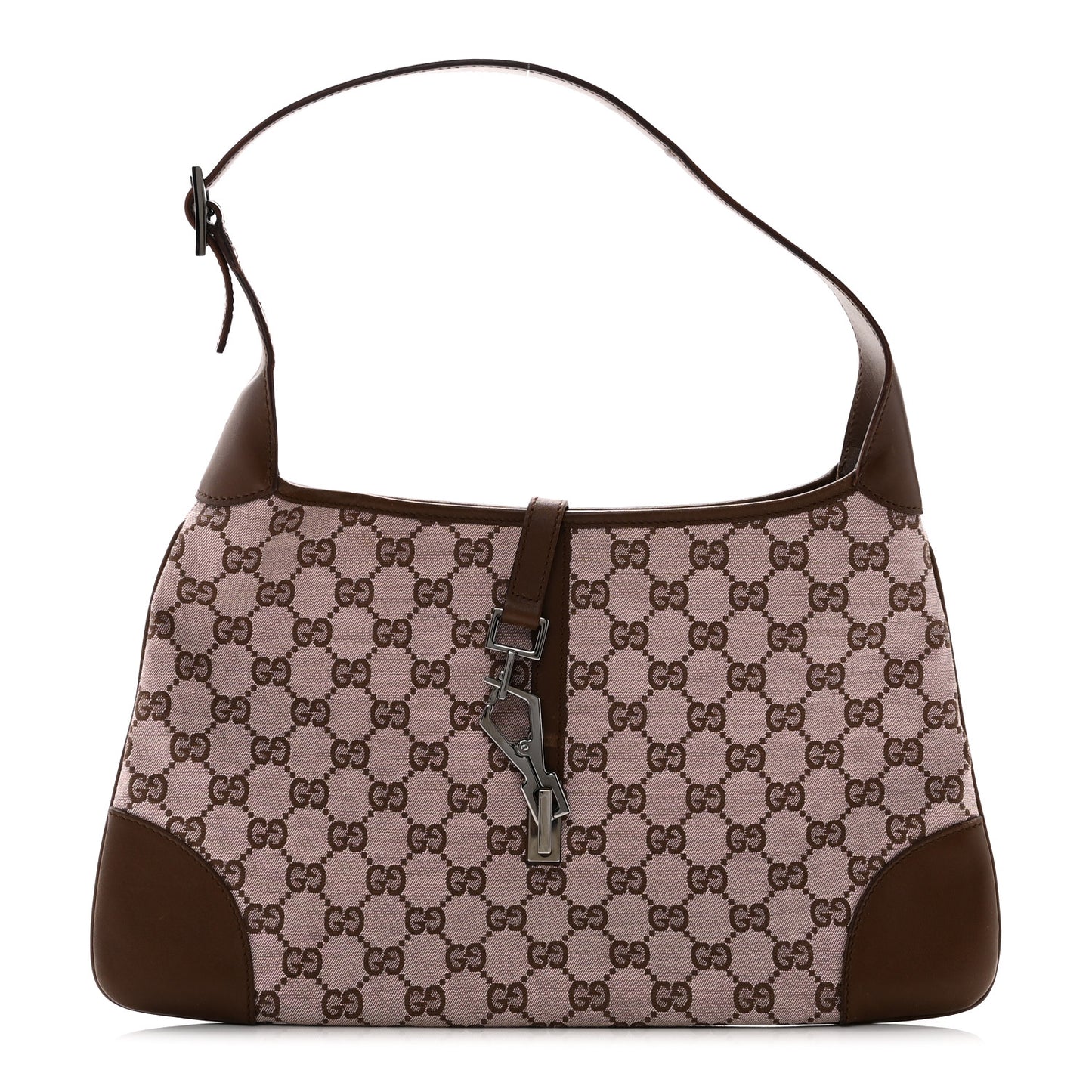 Monogram Lobster Clasp Jackie O Hobo Brown