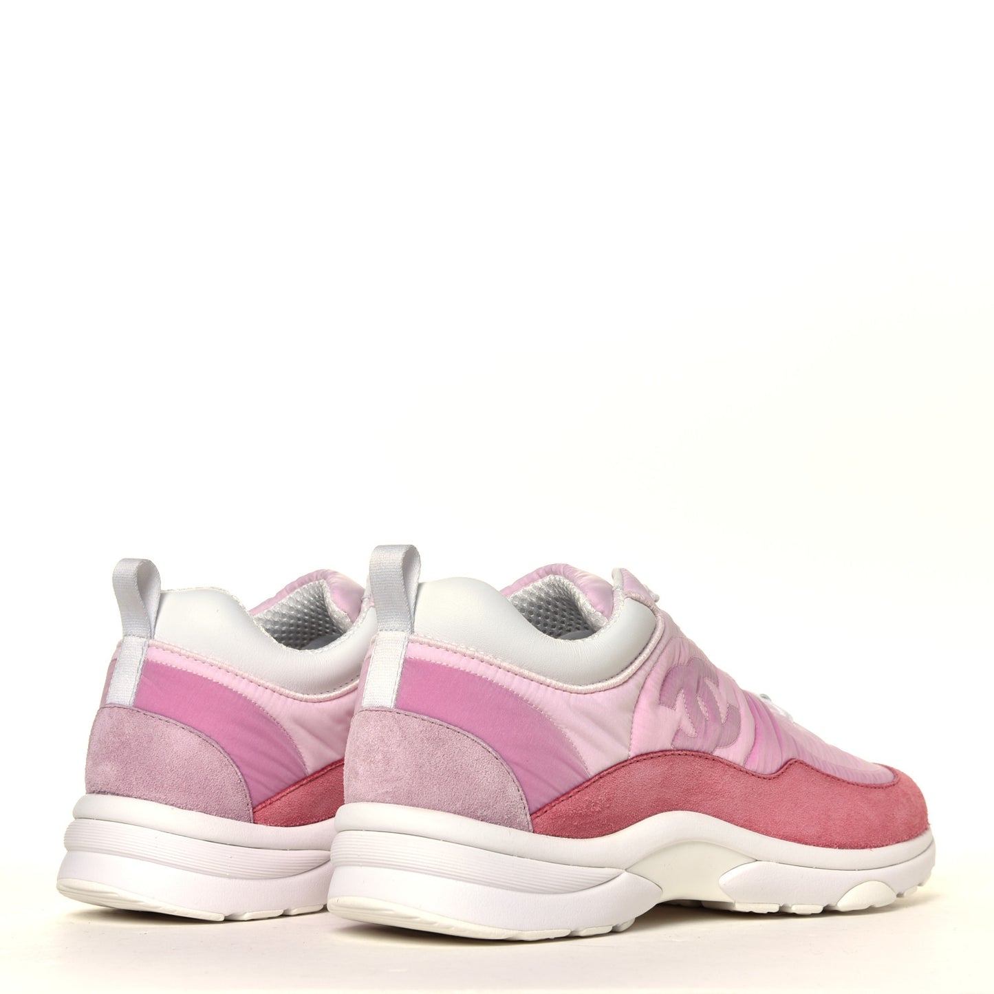 Nylon Calfskin Suede Womens CC Sneakers 40 Pink