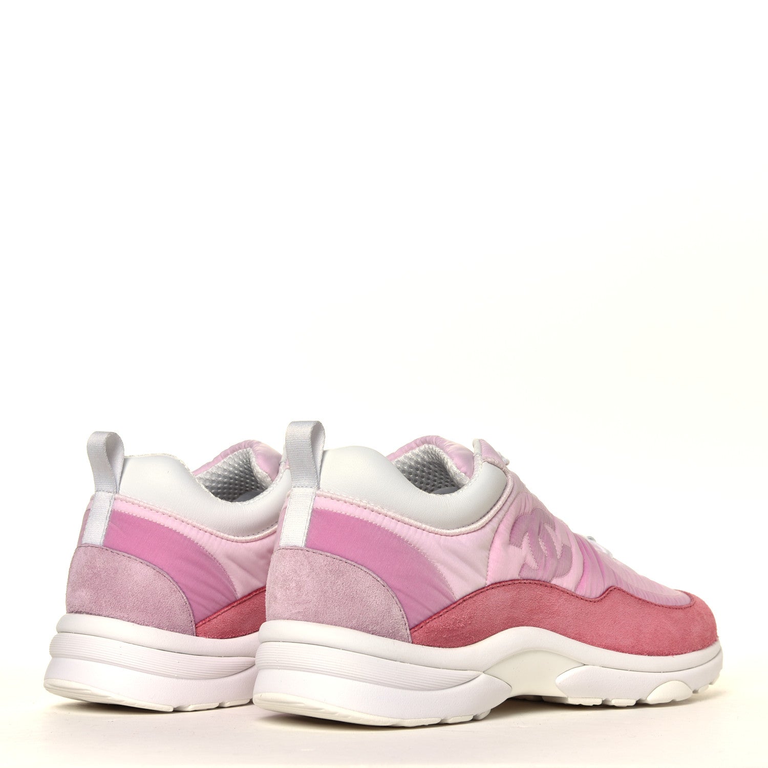 Chanel Nylon Calfskin Suede Womens CC Sneakers 40 Pink 3 of 8