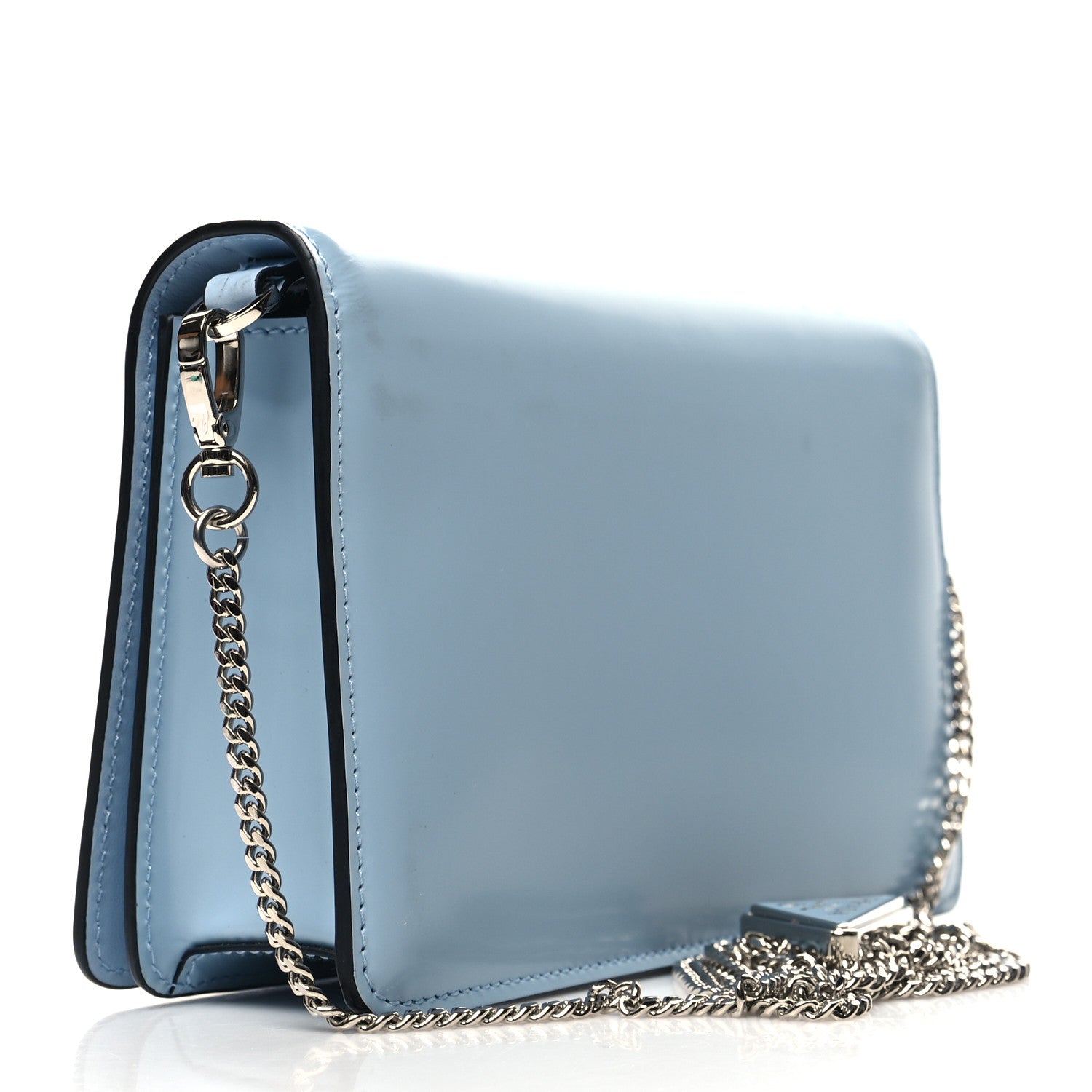 Prada Spazzolato Flap Slide Chain Shoulder Bag Celeste 2 of 11