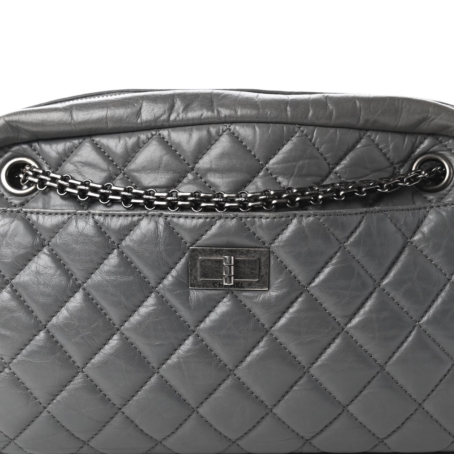 Aged Calfskin Quilted Medium Reissue Camera Case Grey