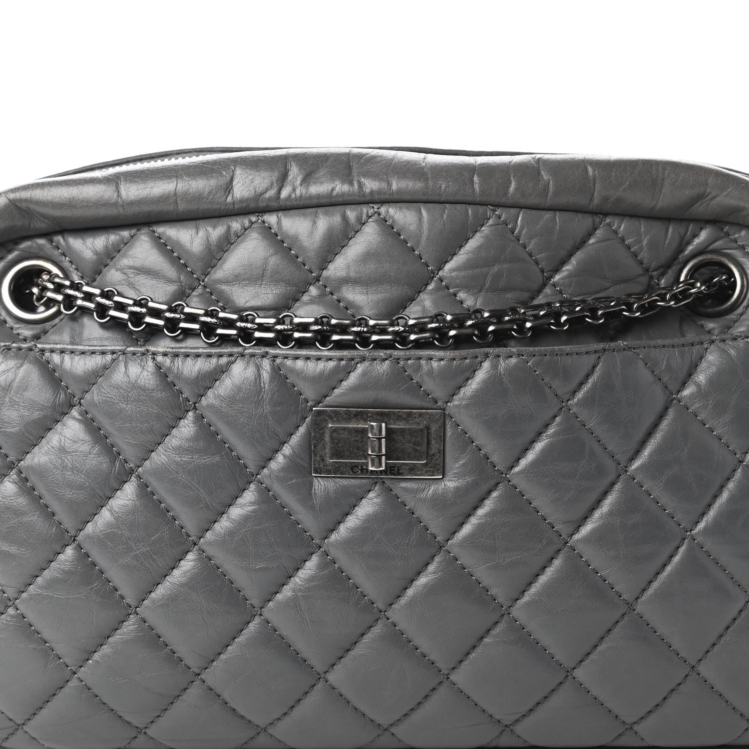 Chanel Aged Calfskin Quilted Medium Reissue Camera Case Grey 10 of 10