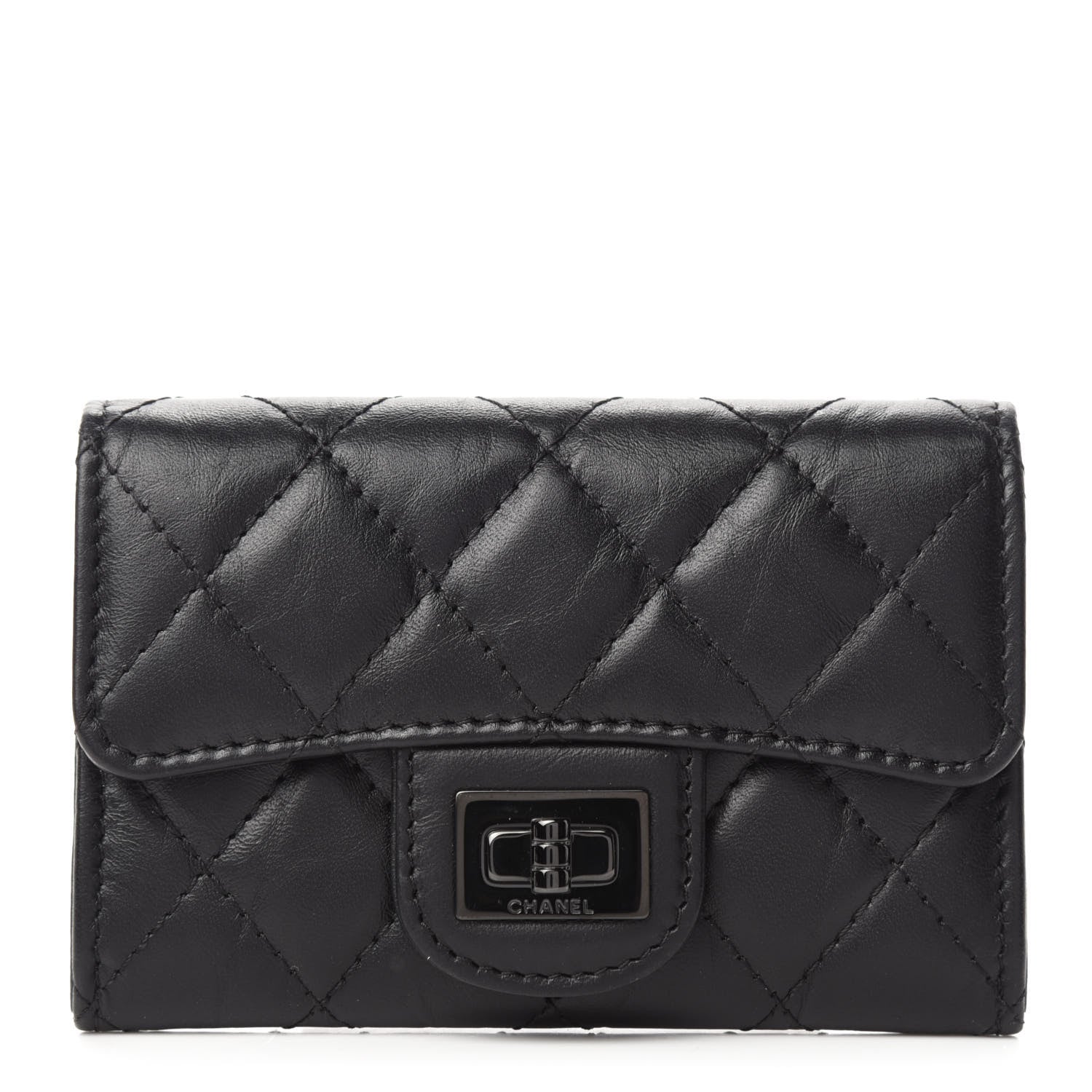 Chanel Aged Calfskin Quilted Reissue Flap Card Holder So Black 1 of 8