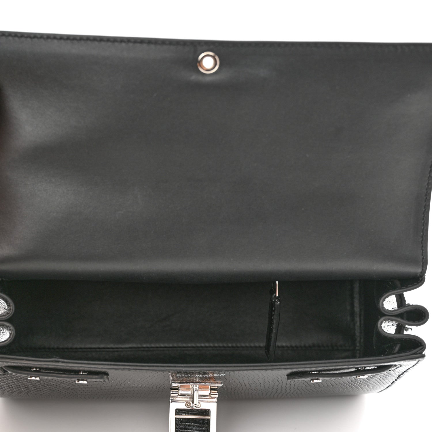 Saint Laurent Lizard Le Fermoir Top Handle Bag Small Black 5 of 10