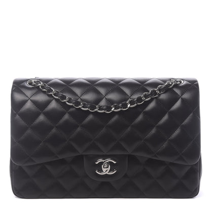 Chanel Lambskin Quilted Jumbo Double Flap Black 1 of 12