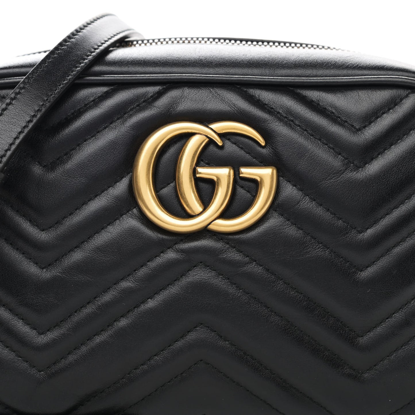 Calfskin Matelasse Small GG Marmont Chain Shoulder Bag Black