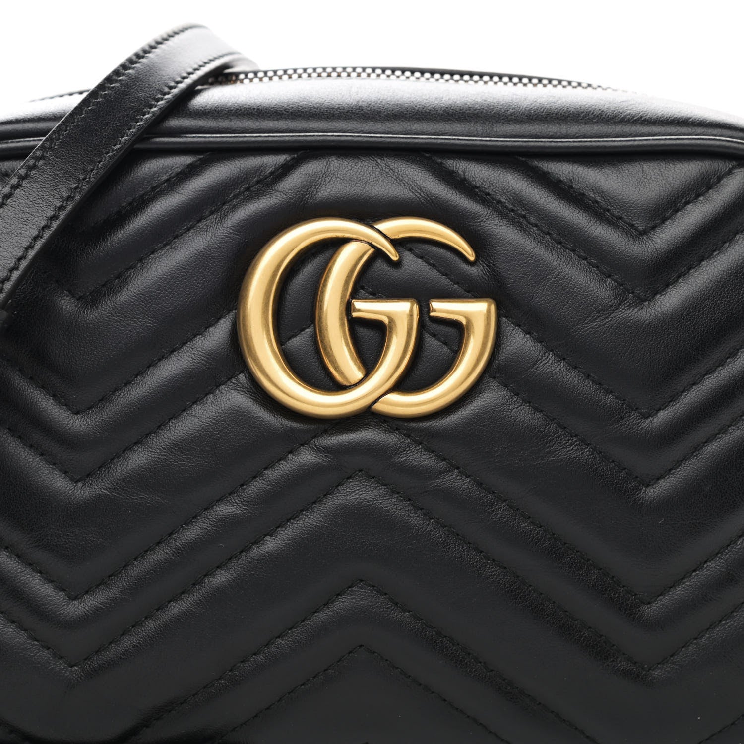 Gucci Calfskin Matelasse Small GG Marmont Chain Shoulder Bag Black 8 of 10