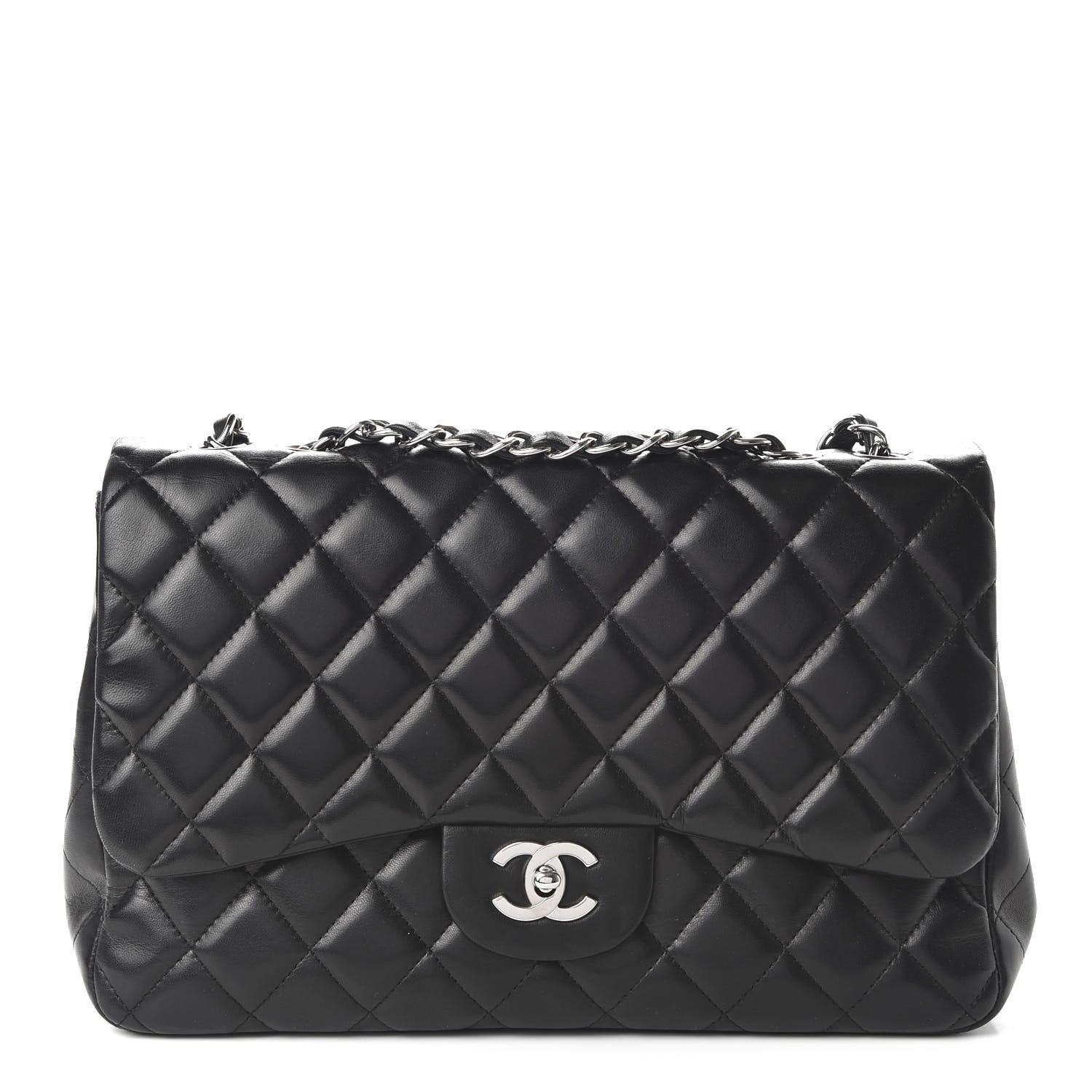 Chanel Lambskin Quilted Jumbo Single Flap Black 1 of 10