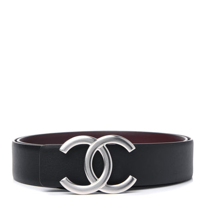 Chanel Calfskin CC Reversible Belt 80 32 Black Burgundy 1 of 6