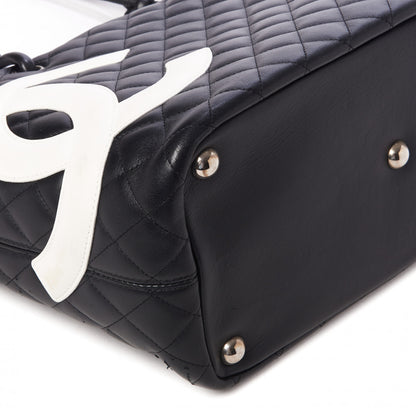 Chanel Calfskin Quilted Large Cambon Tote Black White 6 of 11