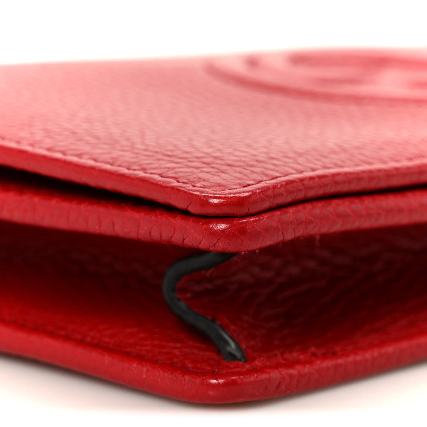 Pebbled Calfskin Soho Wallet on Chain Tabasco Red