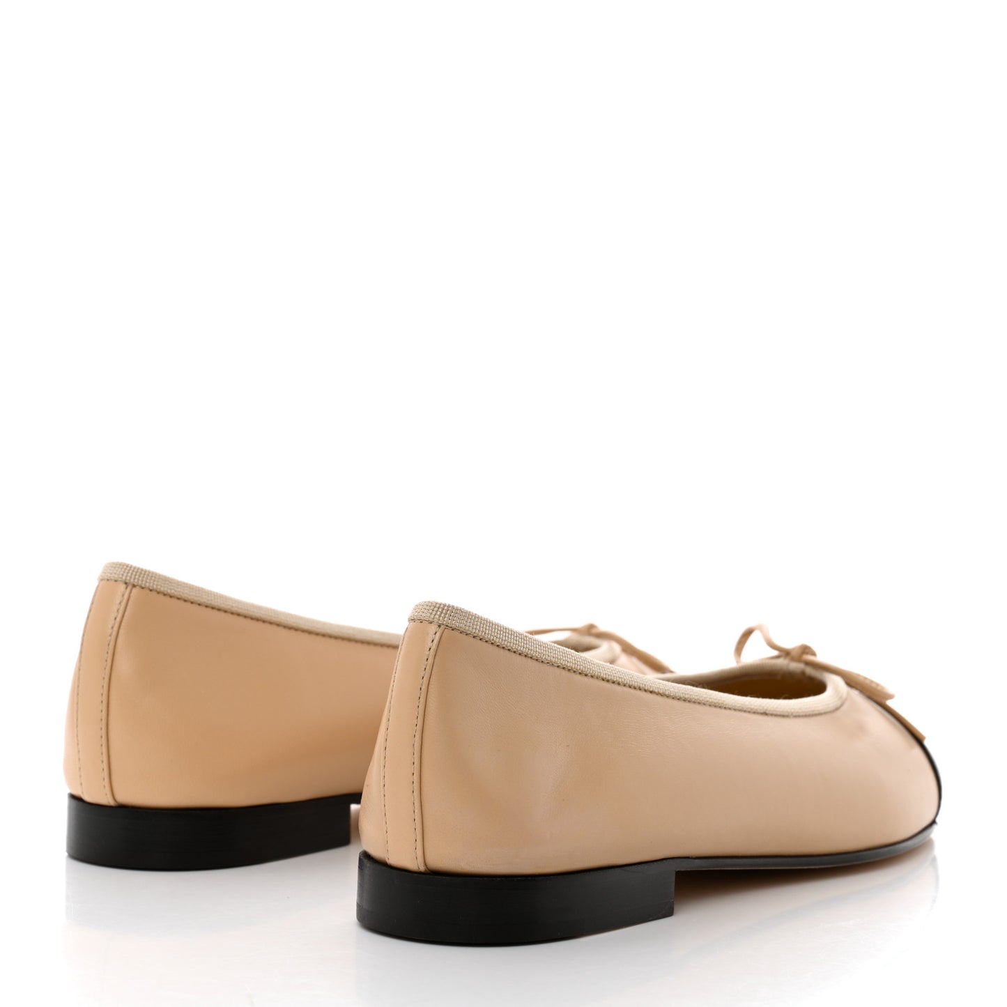 Lambskin Cap Toe CC Ballerina Flats 38 Beige Black