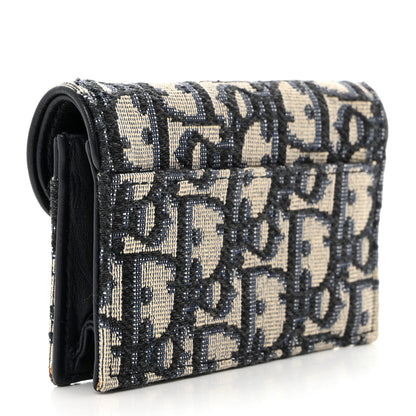 Christian Dior Oblique Saddle Card Holder Blue 3 of 9