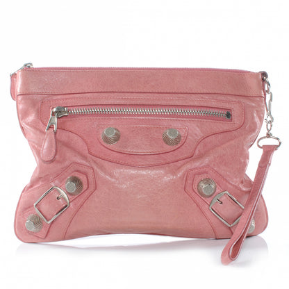 Balenciaga Agneau Giant Handle Flat Clutch Framboise 1 of 7