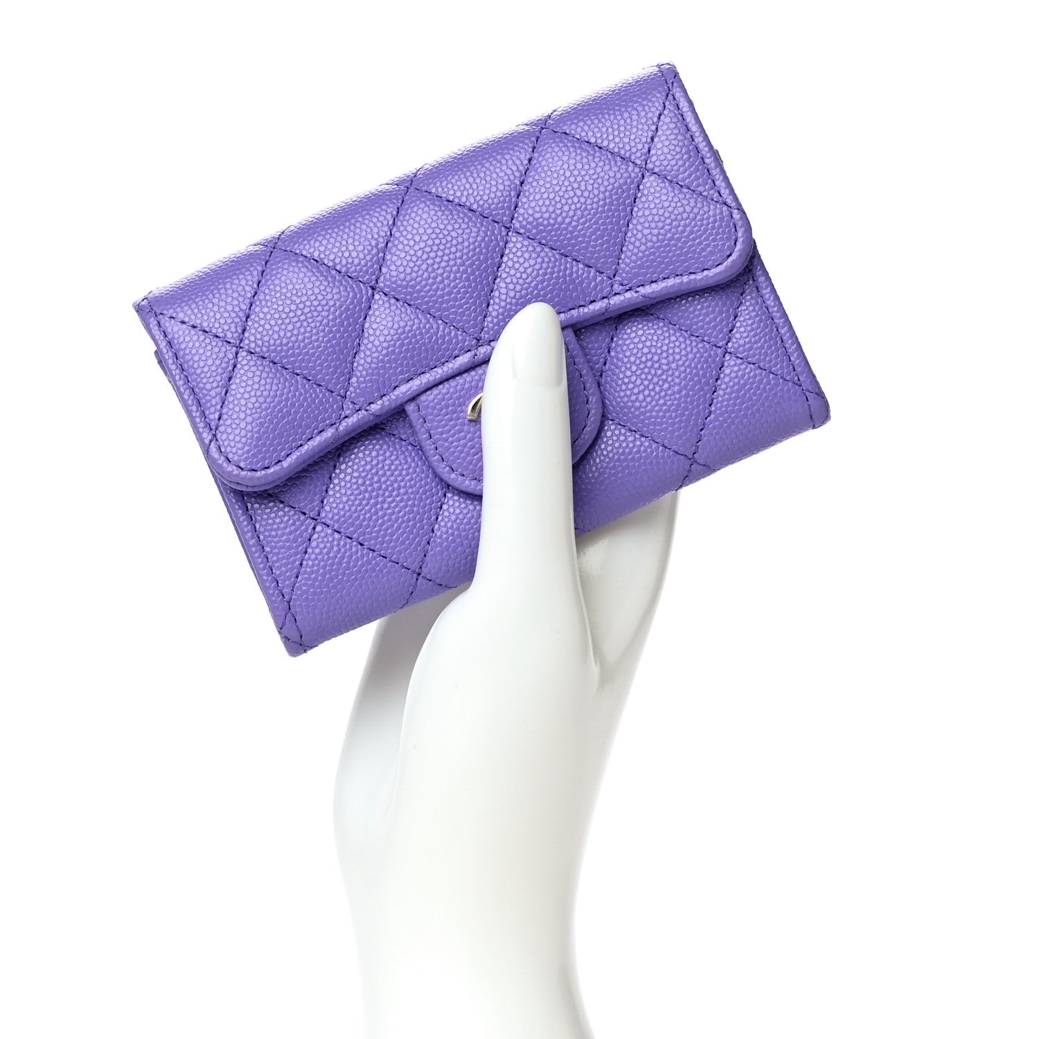 Chanel Caviar Quilted Flap Card Holder Wallet Purple 2 of 12