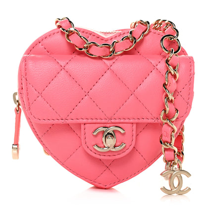 Chanel Lambskin Quilted CC In Love Heart Waist Belt Bag With Chain Pink 1 of 13
