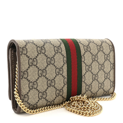 Gucci GG Supreme Monogram Web Ophidia Wallet On Chain Brown 3 of 13