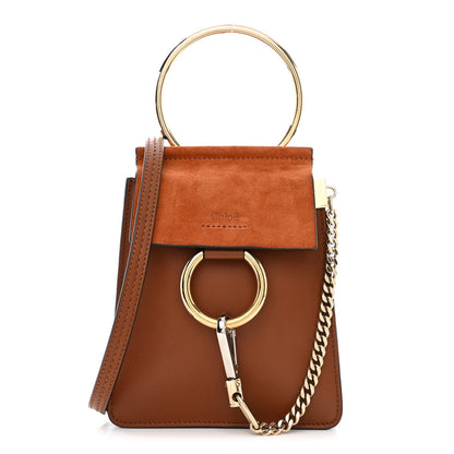 Chloe Suede Calfskin Mini Faye Bracelet Bag Tobacco 1 of 10