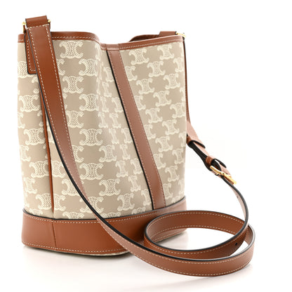 Celine Triomphe Canvas Calfskin Small Bucket Bag Grege 3 of 12
