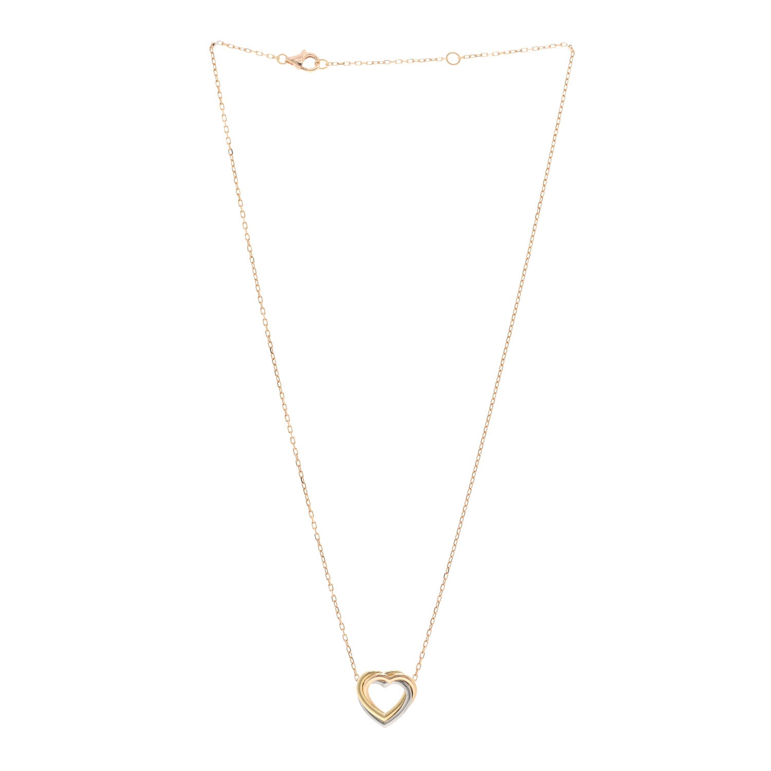 Cartier 18K Pink Yellow White Gold Trinity Heart Necklace 3 of 5